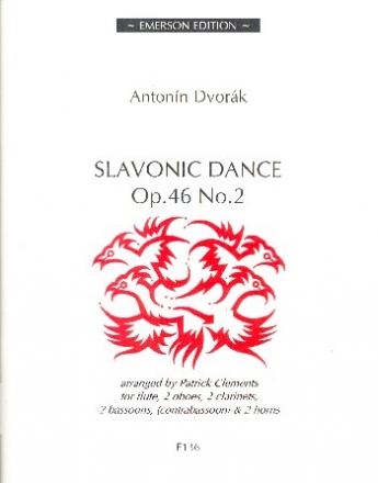 Slavonic Dance op.46,2 for flute, 2 oboes, 2 clarinets, 2 bassoons and 2 horns score and parts