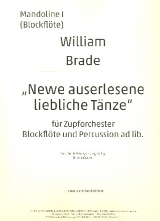 Newe auserlesene liebliche Tnze fr Zupforchester (Blockflte und Percussion ad lib) Mandoline 1/Blockflte