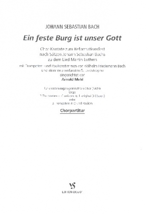 Eine feste Burg ist unser Gott fr gem Chor, Trompeten, Pauken und Orgel Chorpartitur