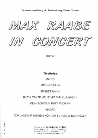 Max Raabe in Concert (Medley): fr Gesang, Combo und Klavier Klavier-Begleit-Stimme