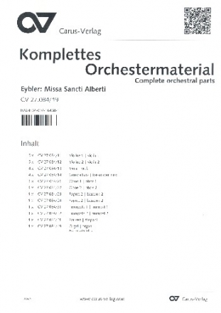 Missa Sancti Alberti HV6 fr Soli, gem Chor, Streicher und Orgel (Blser ad lib) Stimmenset (Harmonie, Orgel, Streicher 5-5-4-4-)