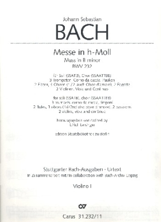 Messe h-Moll BWV232 fr Soli, gem Chor und Orchester Violine 1