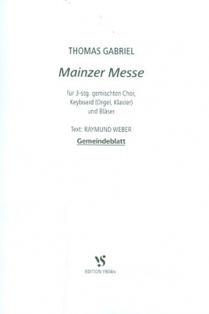 Mainzer Messe fr gem Chor (SAM), Tasteninstrument und Blser Gemeindeblatt