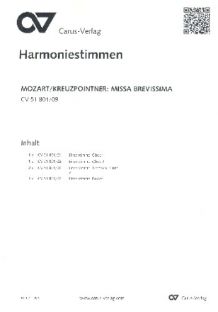 Missa brevissima fr Soli, gem Chor und Orchester Harmoniestimmen