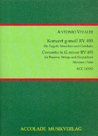 Konzert g-Moll RV495 fr Fagott, Streicher und Cembalo Stimmensatz (Streicher 1-1-1-2-1)