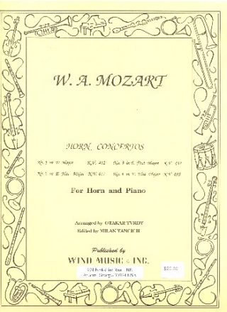 4 Concertos KV412, KV417, KV447, KV495 for horn and orchestra horn and piano