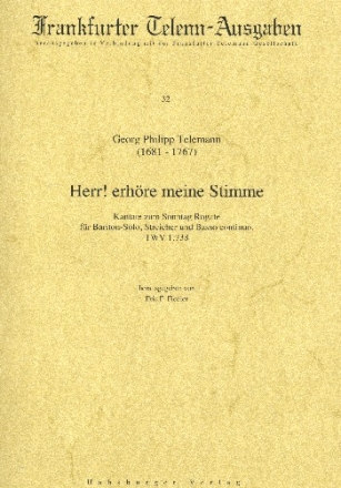 Herr erhre meine Stimme TWV1:738 fr Bariton solo, Streicher und Bc Partitur