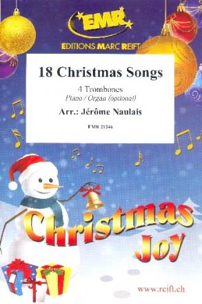 18 Christmas Songs for 4 trombones (piano /organ ad lib) score and parts