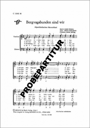 Bergvagabunden wie wir fr Mnnerchor a cappella Partitur