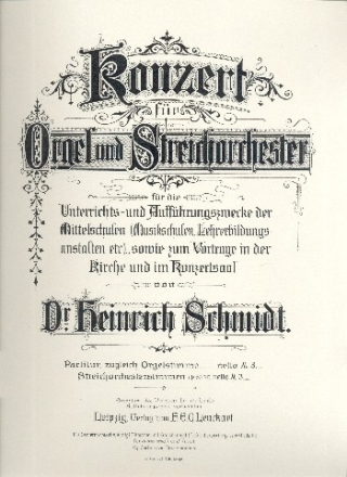 Konzert fr Orgel und Streichorchester Partitur (= Orgelstimme)