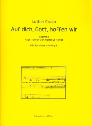 Auf dich Gott hoffen wir fr Sprecher und Orgel Partitur