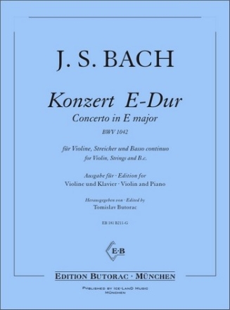 B211G  J.S.Bach, Violinkonzert E-Dur BWV1042 . fr Violine und Klavier Partitur und Stimme