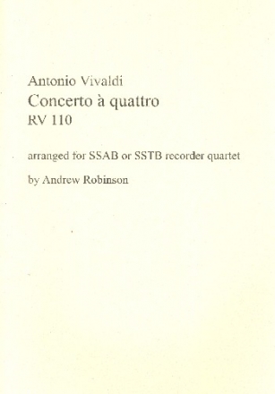 Concerto  quattro for 4 recorders (SSAB or SSTB) score and parts