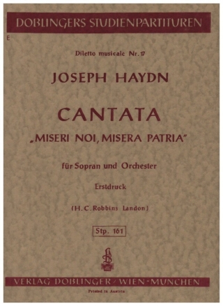 Cantata 'Miseri noi, misera patria' Hob.XXIVa:7 fr Sopran und Orchester Studienpartitur