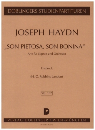 Arie 'Son pietosa, son bonina' Hob.XXXII:1/2 fr Sopran und Orchester Studienpartitur