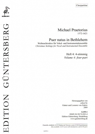 Puer natus in Bethlehem Band 4 fr 4 Stimmen oder Instrumente Chorpartitur