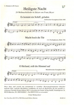 Heiligste Nacht fr 4 Instrumente (Ensemble) (Chor ad lib) 4. Stimme in B basso