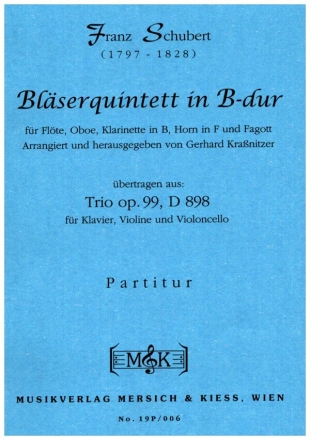 Quintett B-Dur op.99 D898 fr Flte, Oboe, Klarinette, Horn und Fagott Studienpartitur