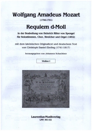 Requiem d-Moll fr Solostimme, gem Chor, Streicher und Orgel Violine 1