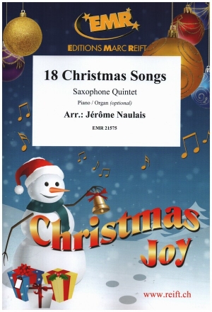 18 Christmas Songs fr 5 Saxophone (S/AA/TA/TTBar) Partitur und Stimmen