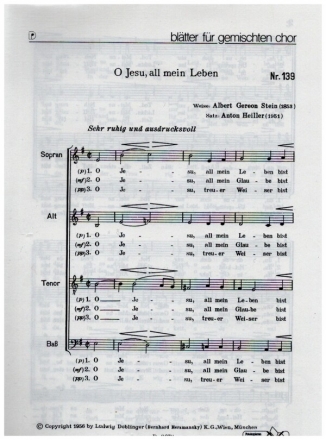 O Jesu, all mein Leben fr gem Chor a cappella Partitur