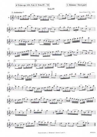 6 Trios op.133 Band 2 (Nr.4-6) fr 3 Blockflten (ATB, Trio Nr.4 ABB) 1.Stimme Altblockflte