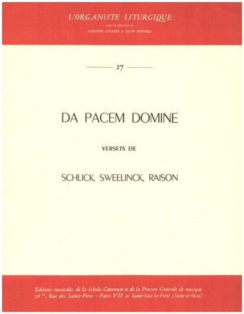 Da Pacem Domine pour orgue