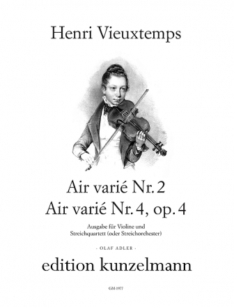 Air vari Nr. 2 und Air vari Nr.4 op.4 fr Violine und Streichquartett (oder Streichorchester) Partitur und Stimmen