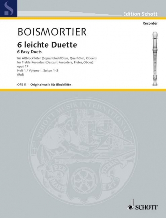 6 leichte Duette op.17 Band 1 (Nr.1-3) fr 2 Altblockflten (Sopranblockflten, Flten, Oboen) Spielpartitur