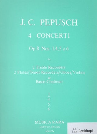 Concerto B-Dur op.8,1 fr 2 Alt-Bfl (fl, Tenorbfl, Oboen, Vl) und Bc.. Partitur und Stimmen