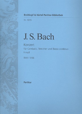 Konzert f-Moll BWV1056 fr Cembalo, Streicher und Bc Partitur