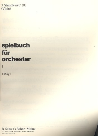 Spielbuch fr Orchester Band 1 fr Orchester Einzelstimme - 3. Stimme in C: Viola