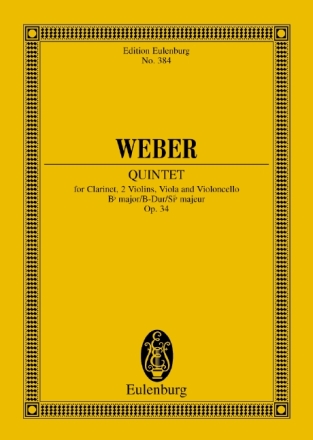 Quintett B-Dur op.34 fr Klarinette und Streichquartett Studienpartitur