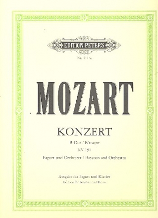 Konzert B-Dur KV191 fr Fagott und Orchester fr Fagott und Klavier