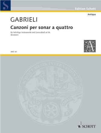 Canzoni per Sonar a quattro fr Streicher Partitur (=Cembalo/Klavier)