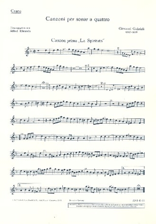 Canzoni fr beliebige Instrumente (SATB), Basso continuo ad libitum Einzelstimme - Canto