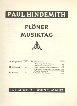 Plner Musiktag fr Klarinette und Streicher Partitur