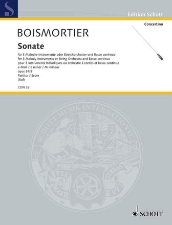 Sonate e-Moll op. 34/3 fr 3 Melodie-Instrumente (Violinen, Flten, Oboen) oder Streichorches Partitur - = Cembalo, Klavier