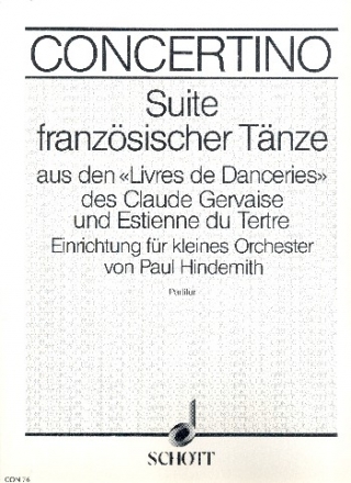 Suite franzsischer Tnze fr kleines Orchester Partitur