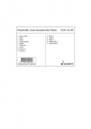 Suite franzsischer Tnze fr kleines Orchester Stimmensatz - Solo-Flte, grosse Flte, Oboe, Fagott, Englischhorn, Tr