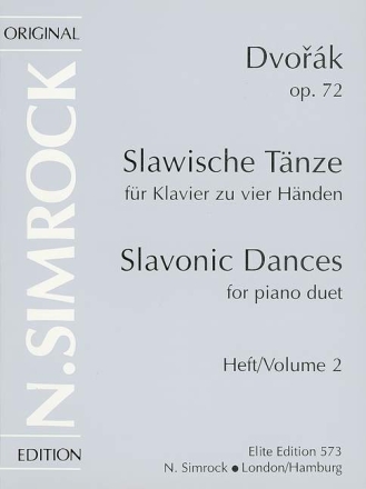 Slawische Tnze op.72 Band 2 fr Klavier zu 4 Hnden