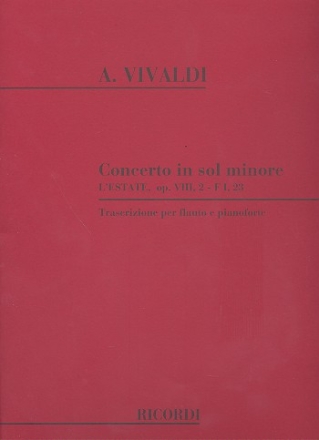 Concerto sol minore per flauto e archi per flauto e pianoforte