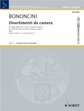 Divertimenti da camera Band 3 (Nr.5-6) fr Altblockflte (Violine, Flte, Oboe) und bc