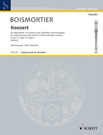 Konzert G-Dur op. 21/3 fr Alt-Blockflte, Violine (Flte) und Basso continuo Klavierauszug mit Solostimmen