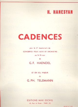 Kadenzen zu den Viola-Konzerten in h-Moll von Hndel und G-Dur von Telemann