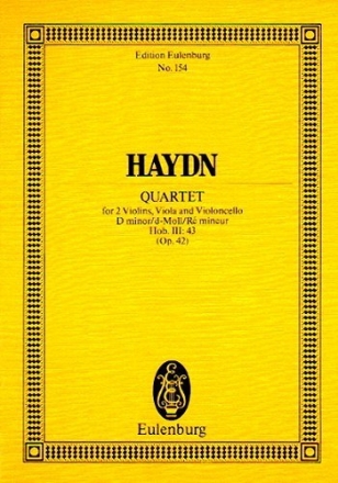 Quartet d minor op.42 / H.III:43 for two violins, viola and cello Miniature score