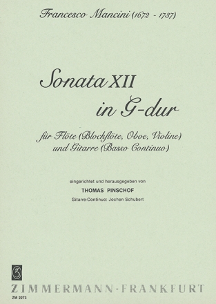 Sonate G-Dur Nr.12 fr Flte und Gitarre (Bc) 4 Stimmen