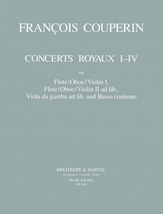 Concerts royaux no.1-4 for flute, viola da gamba and bc score and parts