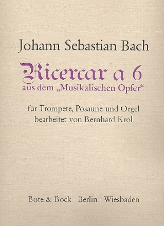 Ricercar a 6 fr Trompete, Posaune und Orgel Partitur und Stimmen