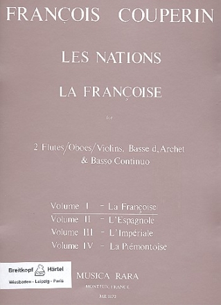 Les nations La francoise fr 2 Flten, Violoncello und Bc Partitur und Stimmen